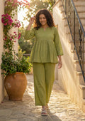 Olive Green Cotton Kurta Pant Set