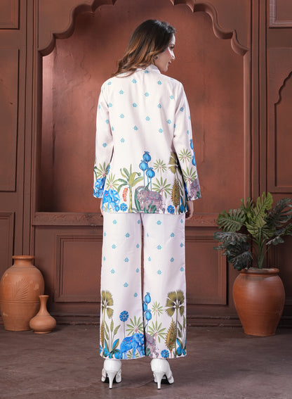 White Elephant Printed Cotton Co-Ord Set