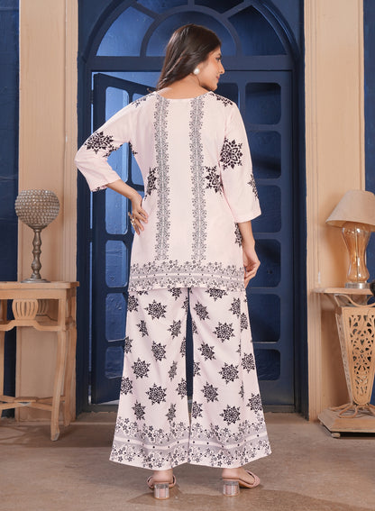 Premium Soft Pink Printed Cotton Co-Ord Set