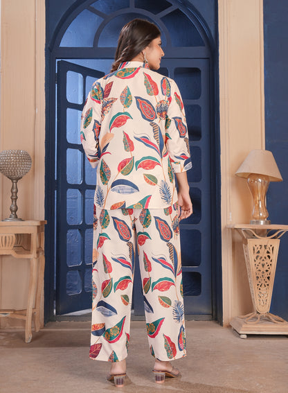 Ivory Multicolor Printed Cotton Co-Ord Set