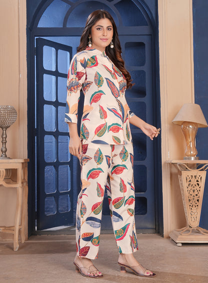 Ivory Multicolor Printed Cotton Co-Ord Set