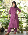 Mauve Printed Cotton Kurta Pant Set